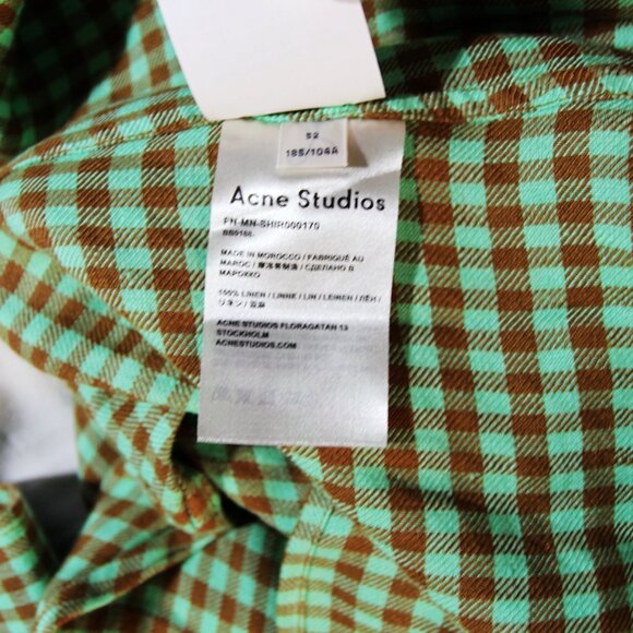 BNWT SS20 ACNE STUDIOS CHECKED LINEN SHIRT 50 & 52 - Picture 8 of 13
